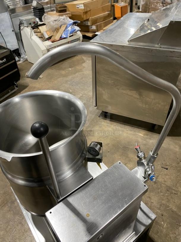 Cleveland Range KET Series stainless steel electric steam kettle, tilting, leg-mounted, excellent condition, commercial use.