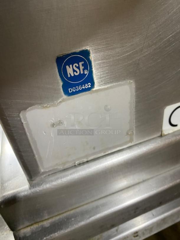 Cleveland Range KET Series electric steam kettle on legs, stainless steel. NSF label visible, code D036482.