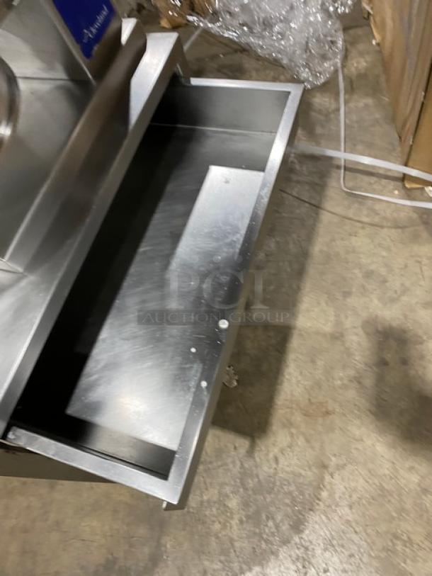 Cleveland Range KET Series tilting steam kettle, stainless steel, electric, mounted on legs, clean condition.