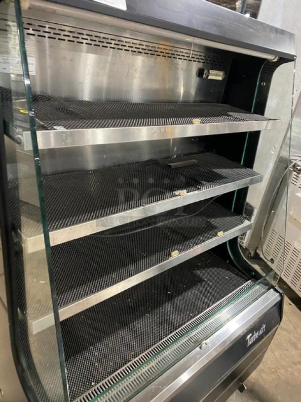 Turbo Air TOM-40M(B) refrigerated open merchandiser, multi-tier, black, for commercial use, great condition, 120V.