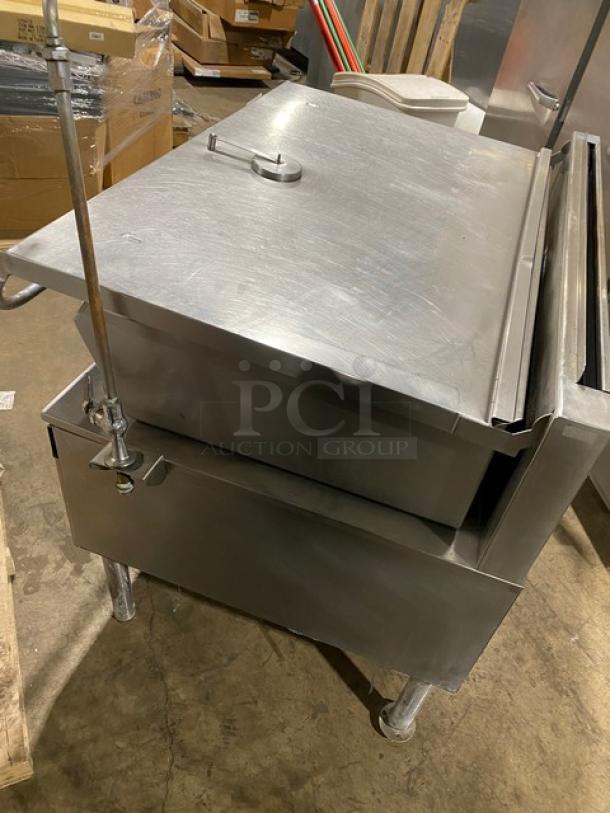 Cleveland Range stainless steel tilted braising pan, ultra tilt skillet on legs, commercial grade, used condition.