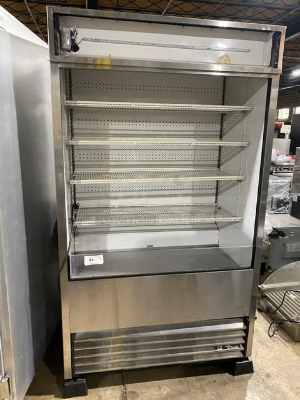True TAC48LD stainless steel grab-n-go merchandiser, multi-tier, adjustable shelves, on legs, Model: TAC-48-LD, SN: 9289142.