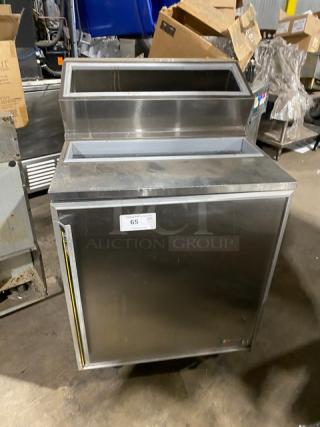 Silver King Commercial Stainless Steel Single Door Refrigerated Ice Cream Topping Fountainette/Condiment Workstation! With Poly Coated Wired Rack! Model: SKFSM/C7 SN: HLDP151777A! 115V! On Casters! - Item #1232205
