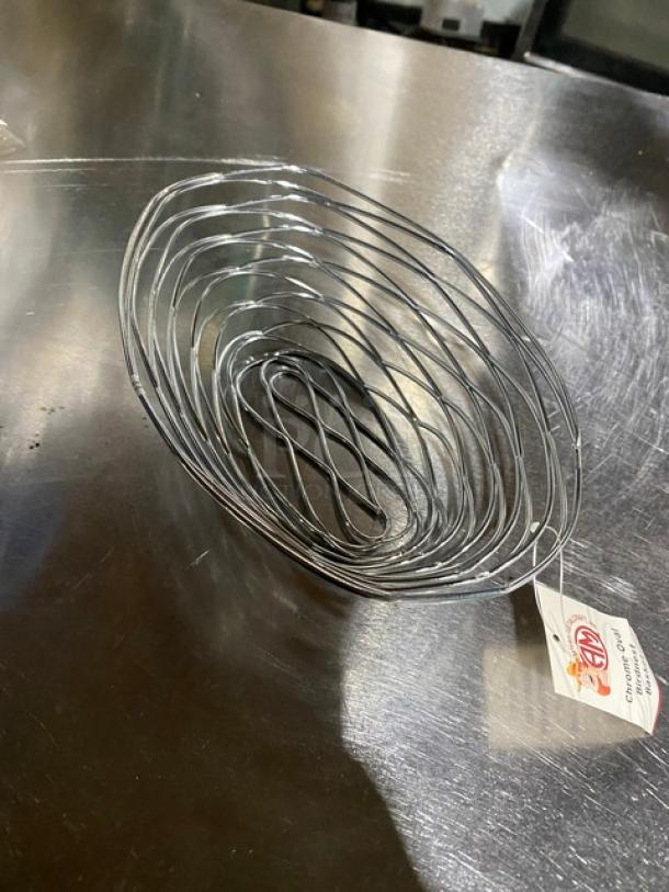 American Metalcraft FRUC16 chrome-plated 9"x6" oval birdnest basket, new with tag, commercial quality.