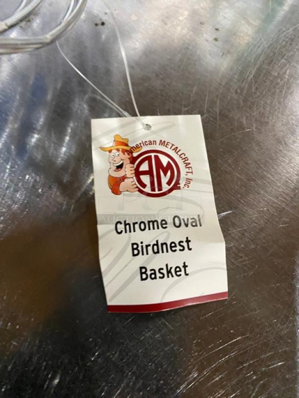 American Metalcraft FRUC16 chrome-plated oval birdnest basket, 9"x6", new condition. Includes manufacturer tag.