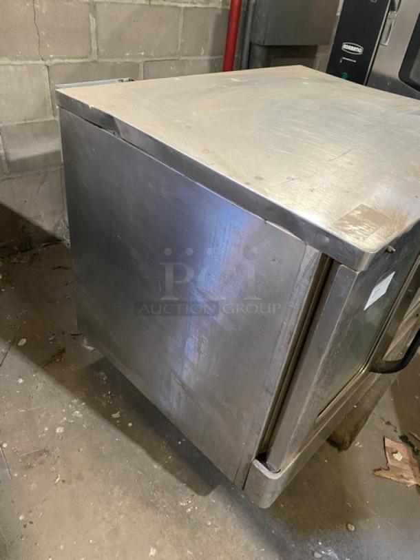 Southbend Marathoner Gold Series stainless steel convection oven, single stack, features wired rack, visible wear and marks.