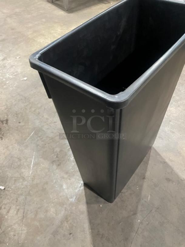 Winco PTC23K Black 23 Gal. Slender Rectangular Trash Can, new condition, commercial-grade, durable design.