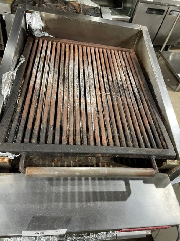 MagiKitch'n 624H Commercial Stainless Steel Char Broiler, natural gas, used condition, visible wear, model 624-H.