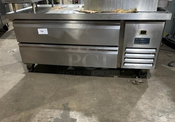 Arctic Air stainless steel 2-drawer refrigerated chef base, Model ARCB60CZ, 62", on casters, 115V, label "Arctic Air."