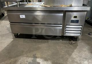 Arctic Air stainless steel 2-drawer refrigerated chef base, Model ARCB60CZ, 62", on casters, 115V, label "Arctic Air."