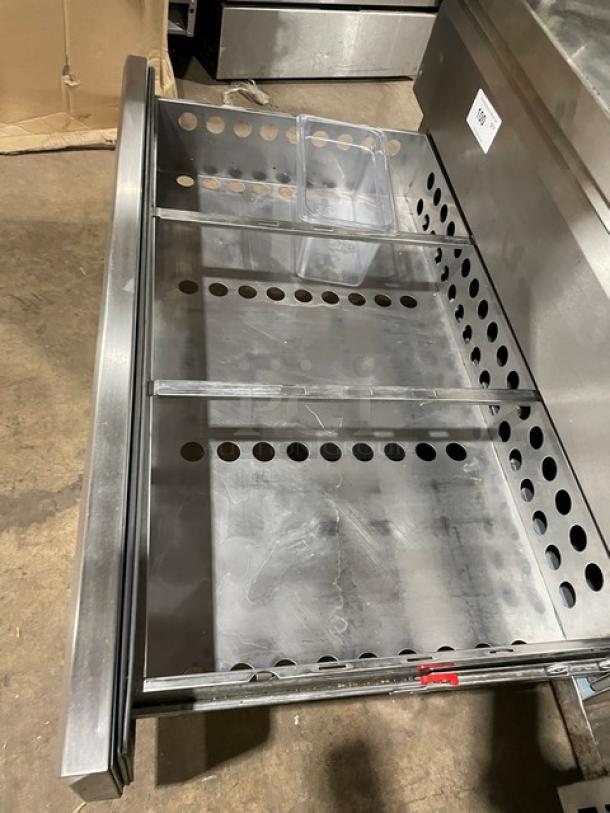 Arctic Air ARCB60CZ stainless steel 2-drawer chef base, 62", refrigerated, on casters, pristine condition.