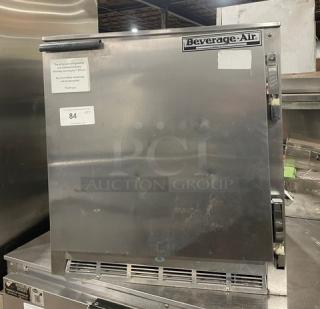 Beverage-Air UCR27Y stainless steel single door undercounter refrigerator, poly-coated wire rack, Model: UCR27Y, SN: 7903537.