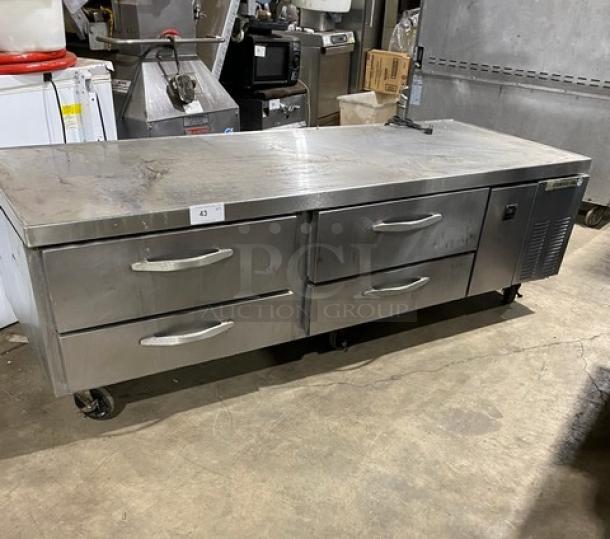 Beverage-Air stainless steel 4-drawer refrigerated chef base, model WTRCS84-1, serial SN10414042, on casters, 115V 1 phase.