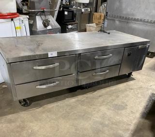 Beverage-Air stainless steel 4-drawer refrigerated chef base, model WTRCS84-1, serial SN10414042, on casters, 115V 1 phase.