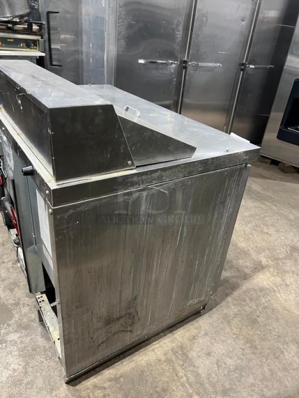 Continental stainless steel 2-door refrigerated bain marie prep table, model SW48N8. Includes poly coated wire rack, 48".
