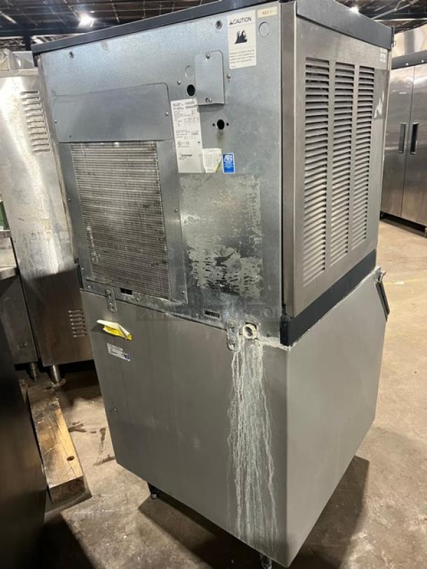 Scotsman commercial stainless steel ice maker, model CME256AS1H, on legs, with visible wear and labels, 115V, 1 phase.