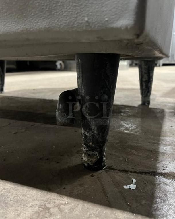 Scotsman ice machine on legs, model CME256AS-1H. Commercial-grade, stainless steel, electric, air-cooled, in used condition.