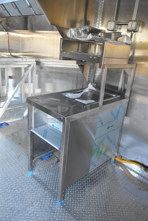 Brand new 2021 Cruising Kitchens 24' Burger King food trailer with stainless steel fixtures, CaptiveAire hood, and fire system.