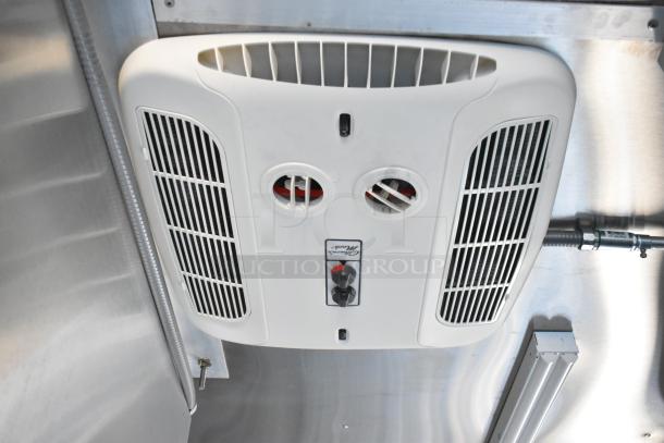 Ceiling-mounted air vent in a brand new 2021 Cruising Kitchens 24' Burger King fast food trailer.
