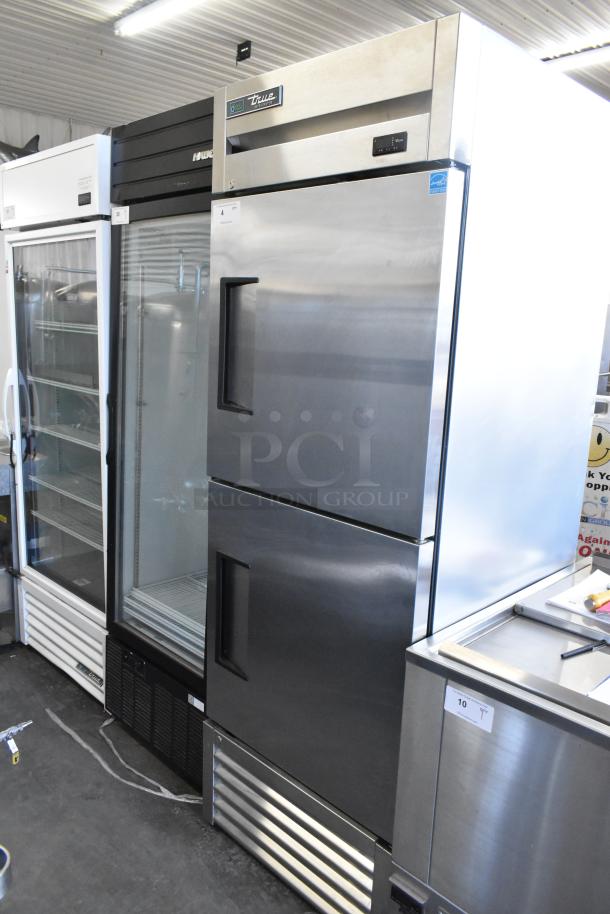 Brand new 2021 True T-23-2-HC commercial cooler with 2 half-size doors, poly-coated racks, and scratch and dent condition.