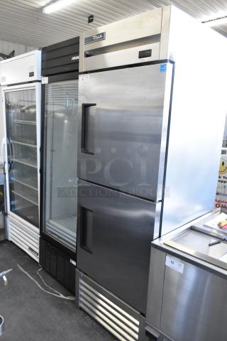 Brand new 2021 True T-23-2-HC commercial cooler with 2 half-size doors, poly-coated racks, and scratch and dent condition.