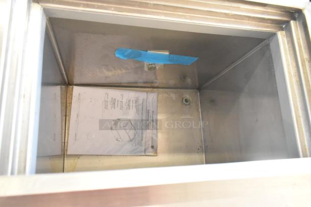 2021 H&K 52473-1 stainless steel French fry freezer interior, showing lid detail and included manual. Commercial-grade.