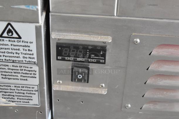 2021 H&K 52473-1 stainless steel French fry freezer control panel with digital display, power switch, and safety labels.