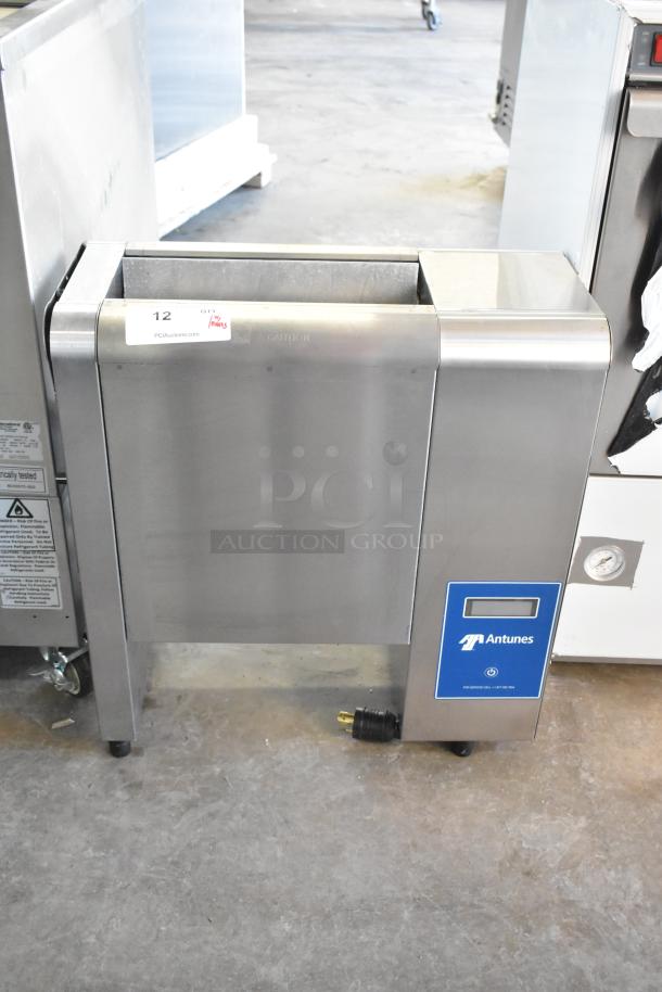 2021 AJ Antunes BKT-2V vertical contact toaster, stainless steel, like new, 200-240V, single phase, blue control panel.