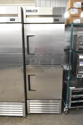 Brand new 2021 True T-23F-2-HC-MC commercial freezer, two half doors, poly coated racks, stainless steel, 115V, 1 phase.