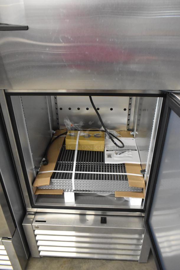 Brand new 2021 True T-23F-2-HC-MC commercial freezer, 2 half-size doors, poly-coated racks, 115V, 1 phase, scratch and dent.