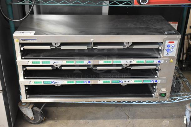 2021 Prince Castle EHB34-2 3-shelf, 12-pan holding bin. Stainless steel, 208-240V, 1 Phase, pristine condition.