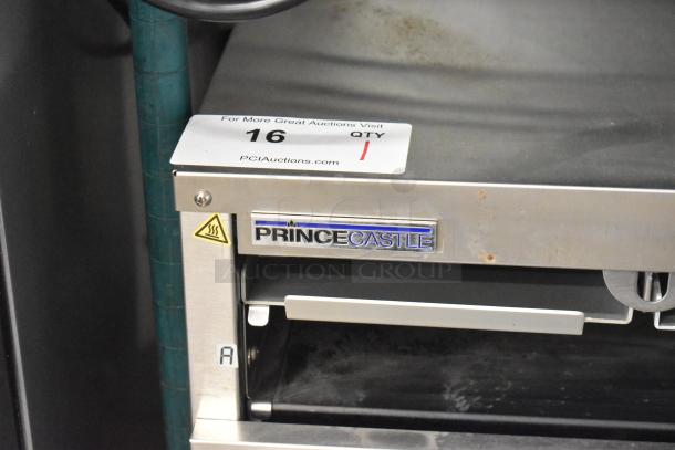 2021 Prince Castle EHB34-2 commercial 3-shelf holding bin, 12-pan capacity, stainless steel, minor wear, 208-240V, 1 phase.