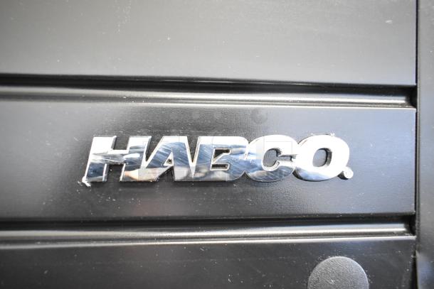 Habco SE18 commercial cooler logo detail on door. Single door, poly-coated racks, 115V, 1 phase, 2019 model.