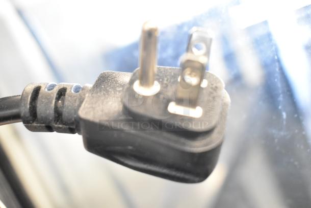 Close-up of a power plug for the 2019 Habco SE18HC commercial cooler merchandiser.