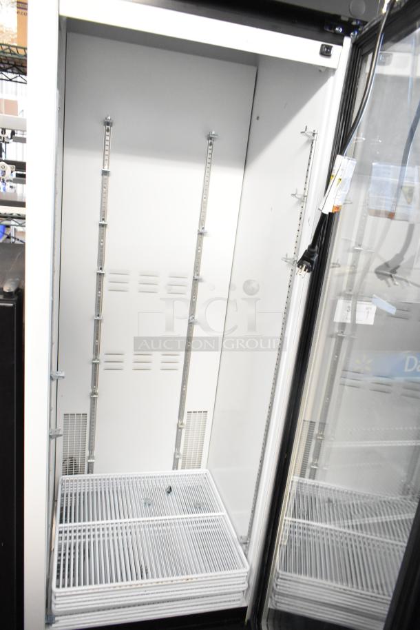2019 Habco SE18HC commercial single door reach-in cooler with poly-coated racks, 115 volts, in excellent condition.