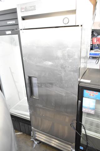 2017 True T-19F single door commercial freezer with poly-coated racks, 115 volts, 1 phase, stainless steel exterior.
