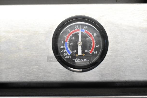 2017 True T-19F commercial freezer gauge, 115 volts, single-phase, stainless finish, True logo visible.