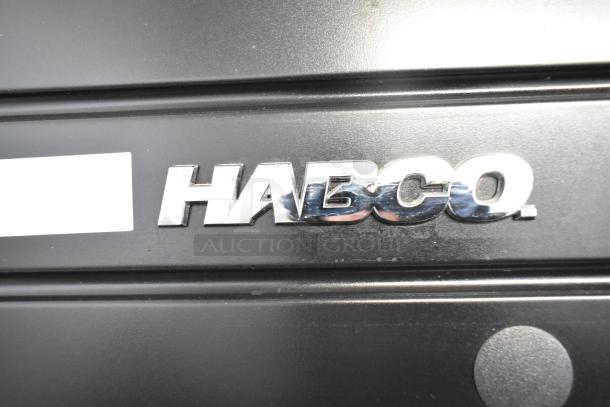 2019 Habco SE18 Commercial Reach-In Cooler, single door, poly-coated racks, 115V, 1 phase, silver logo on black surface.