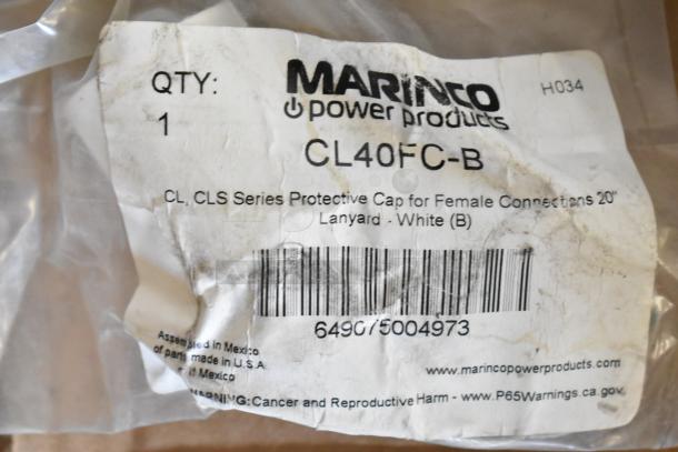 Marinco CL40FC-B protective cap in package, new condition, for female connections with 20" lanyard, white.