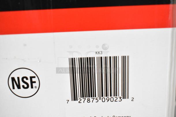 Barcode and NSF label on packaging for Kenkut 3 Dispenser, indicating food safety compliance. Brand new condition.