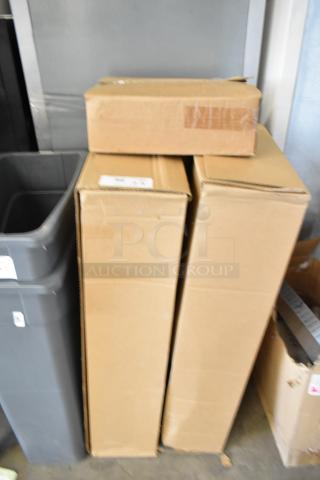 Three new Metro SmartWall G3 Metroseal 3 items in boxes, including a lid holder/drying shelf (8.25"x13.5"x4.5") and two grid shelves (18"x36").