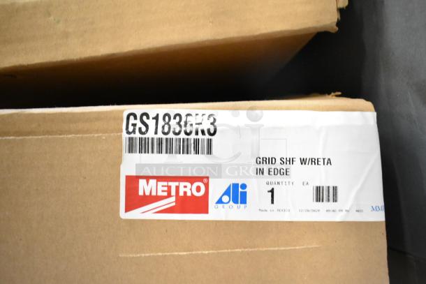 Set of brand new Metro Smartwall G3 Metroseal 3 items, includes lid holder and grid shelves. Labeled GS1836K3.