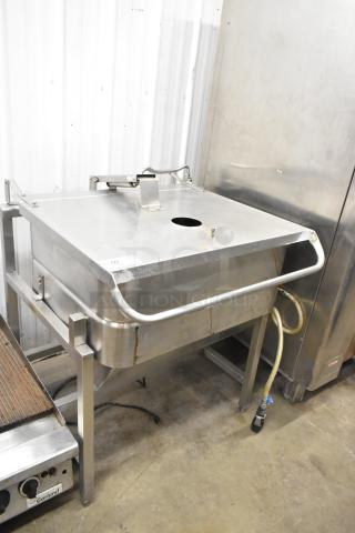 Groen N/HFP commercial braising pan, natural gas powered, 106,000 BTU, floor style, stainless steel, used condition.