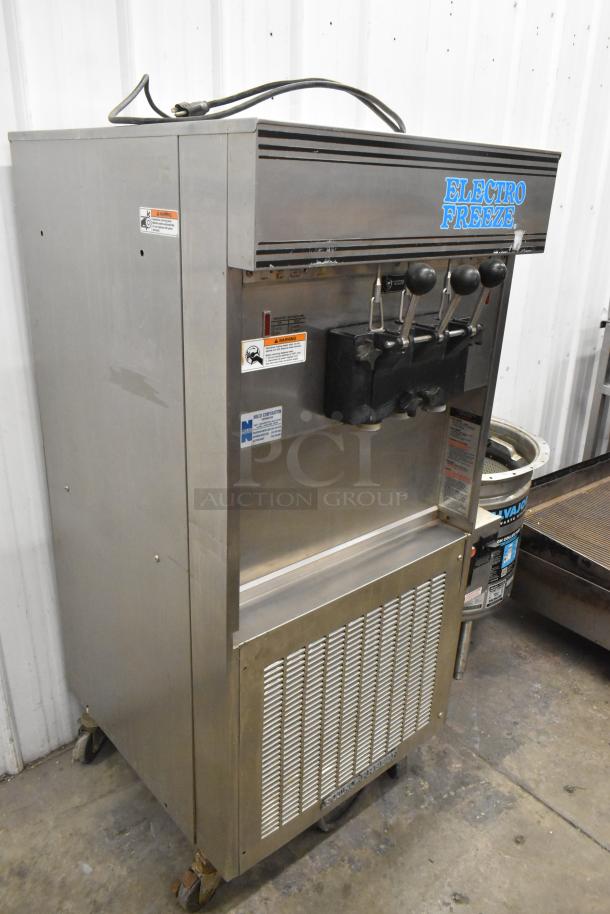 Electro Freeze 56TF-232 commercial 2-flavor twist soft serve machine on casters, 208-230V, 3-phase, stainless steel.