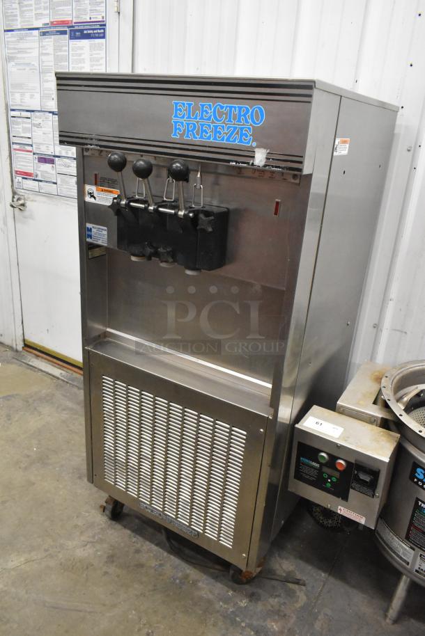 Electro Freeze 56TF-232 soft serve ice cream machine, 2-flavor with twist, stainless steel, commercial casters, 3-phase.