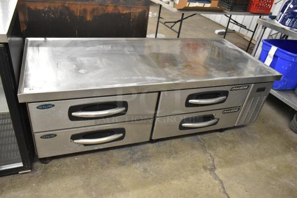 Norlake Commercial 4 Drawer Chef Base on casters, stainless steel, AdvantEDGE model, 115V, 1 phase, gently used condition.