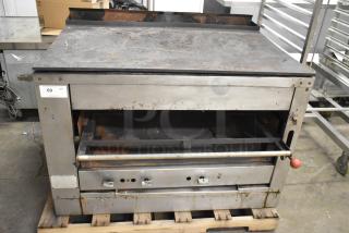 C-45 Commercial Natural Gas Cheese Melter, 42,000 BTU, Model C-45. Visible wear, stainless steel, rust marks, on pallet.