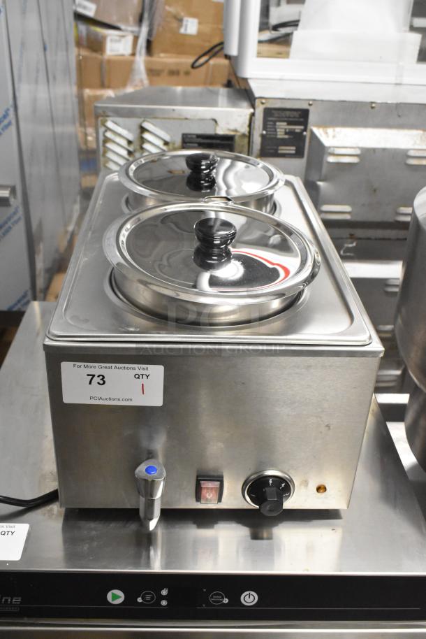 BRAND NEW KoolMore CFW-4T Countertop Food Warmer, 110 Volts, with control knob, visible dent on surface, auction label 73.
