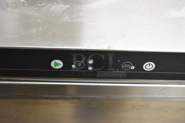 Brand new Hobart Centerline CUH stainless steel undercounter dishwasher, 208/240V, 1 phase; surface imperfections visible.