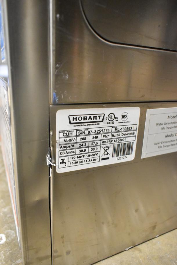 Hobart Centerline CUH Stainless Steel Undercounter Dishwasher. New with minor scratches, 208/240V, 1 Phase, Model CUH.